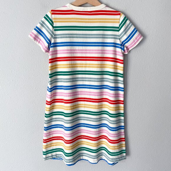 Hanna Andersson Print T-Shirt Dress Rainbow Stripes 8 (130) - Picture 2 of 9